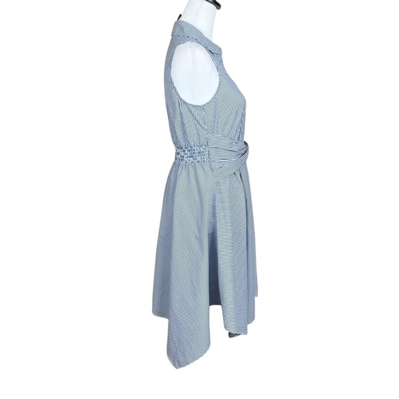 INC Blue White Size 6 Sleeveless Handkerchief Shirtdress Preppy Nautical Spring - Picture 5 of 10